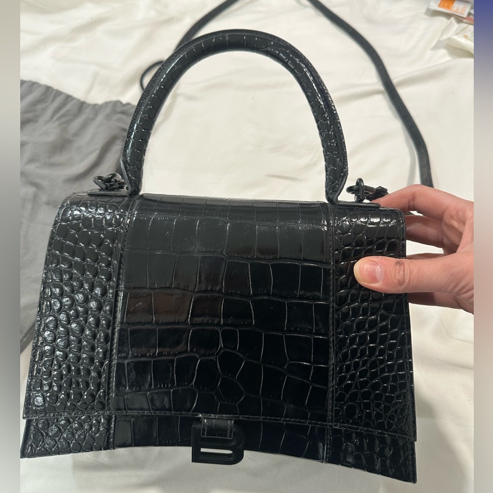 Balenciaga Medium Hourglass Bag - Black Croc - Picture 5 of 5